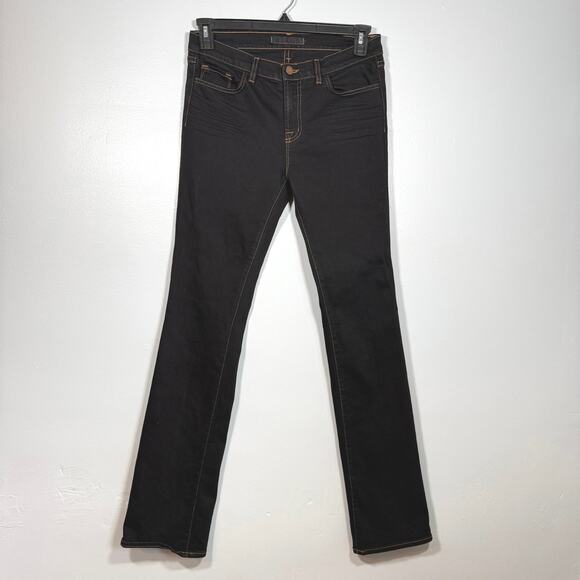 J Brand Black Jeans Women’s 29 Made in USA Bootcut Straight Contrast Stitch Long - Picture 1 of 5